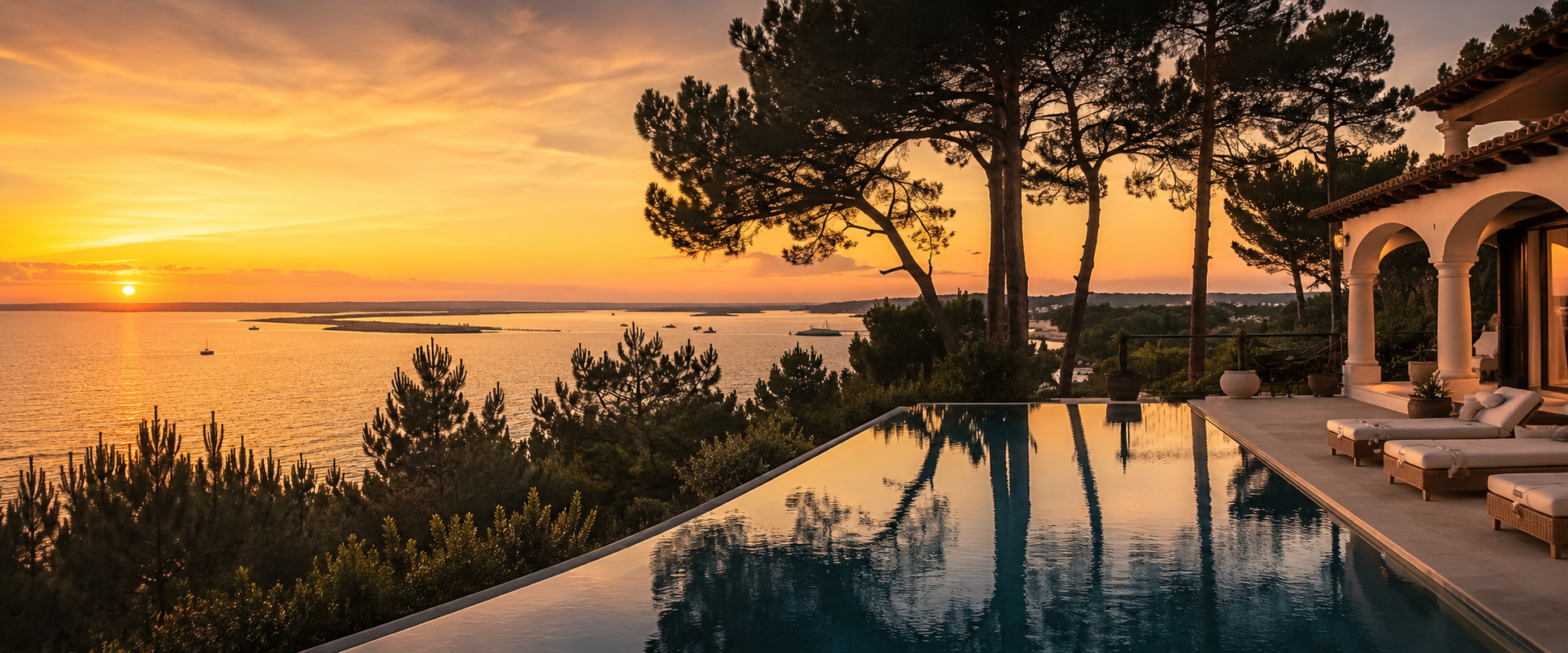 Piscine Bassin d'Arcachon coucher de soleil Gironde